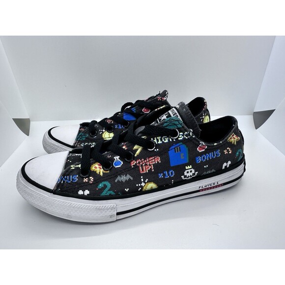 Converse Kids Video Game Characters Design For Big Boys Size 2 GUC black multi - Picture 5 of 11